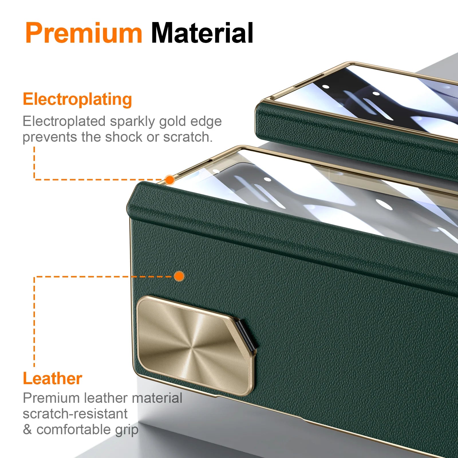 Z Fold 6 Leather Case with Lens and Screen Protection