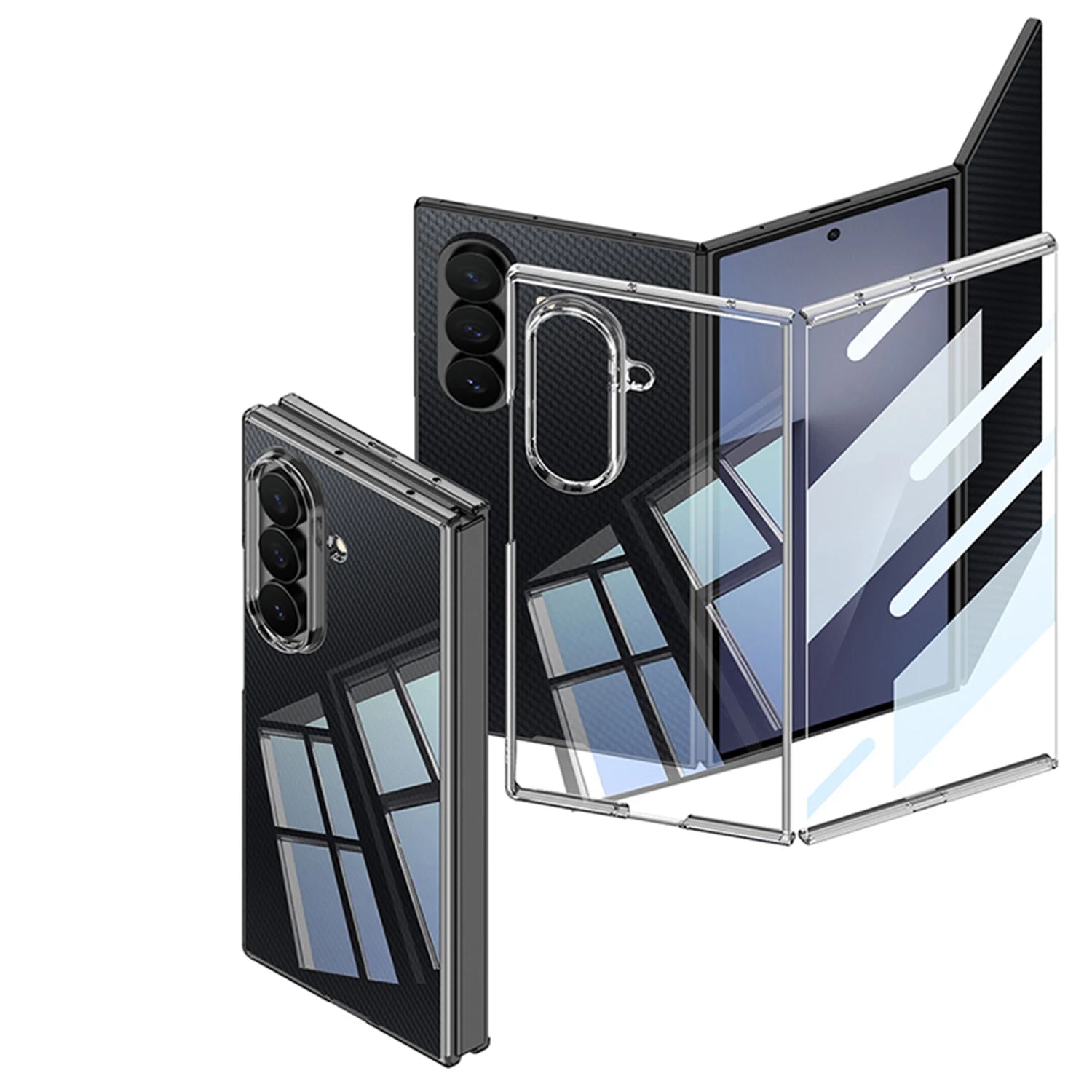 Samsung Galaxy Z TriFold Clear Case – Transparent Stand Cover with Screen Guard