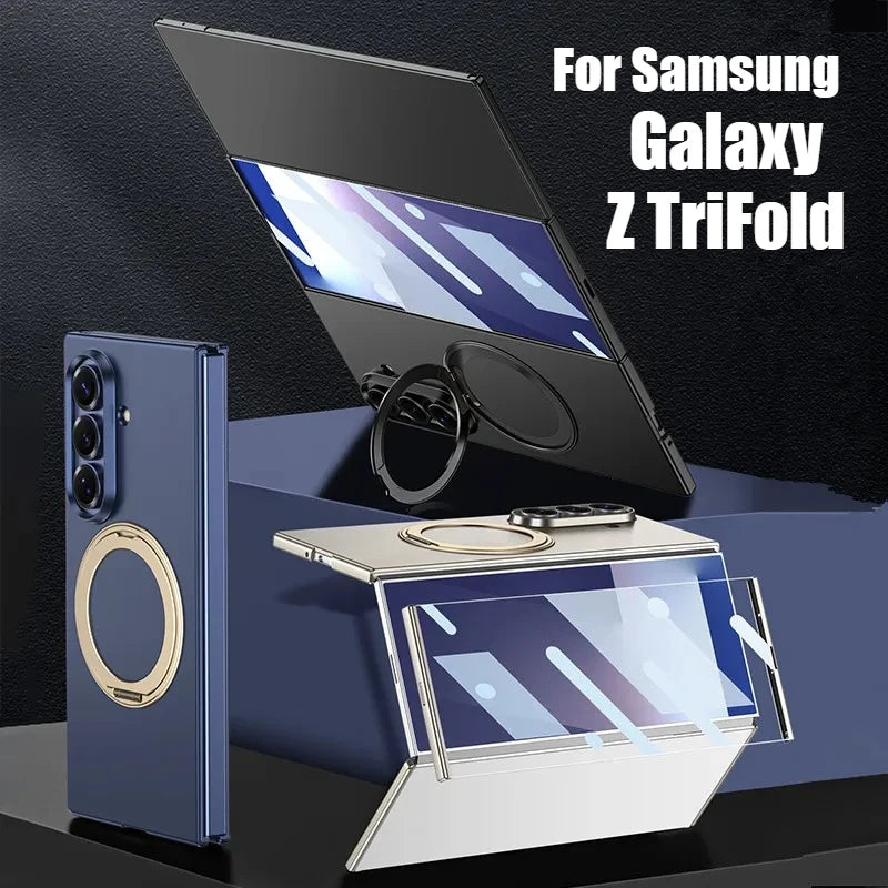 Samsung Galaxy Z TriFold Magnetic Ring Holder Case – Glass & PC Cover