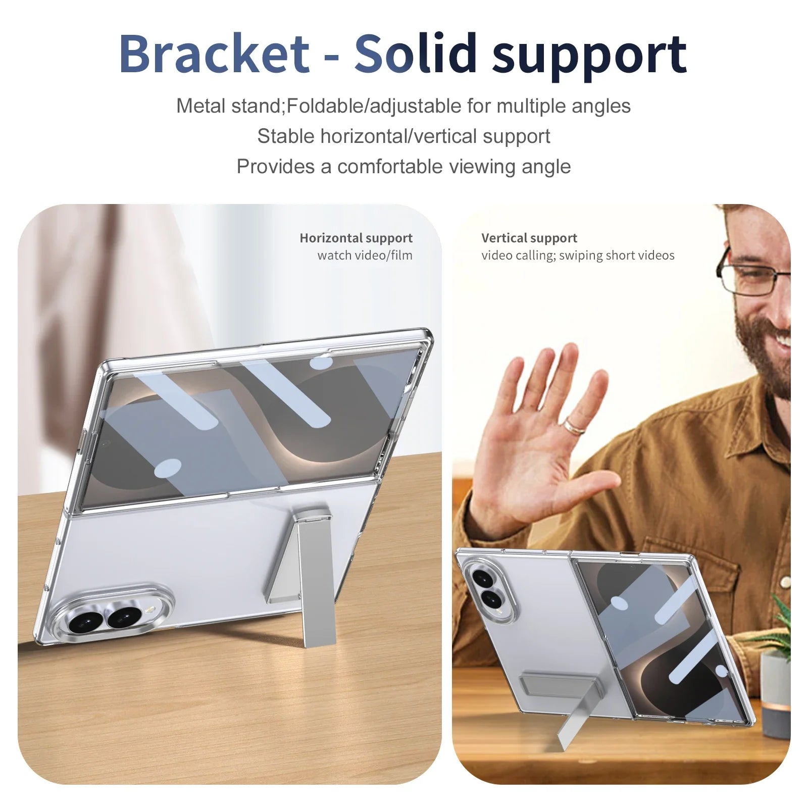 Transparent Stand Case with Screen Protection for Samsung Galaxy Z Fold 8