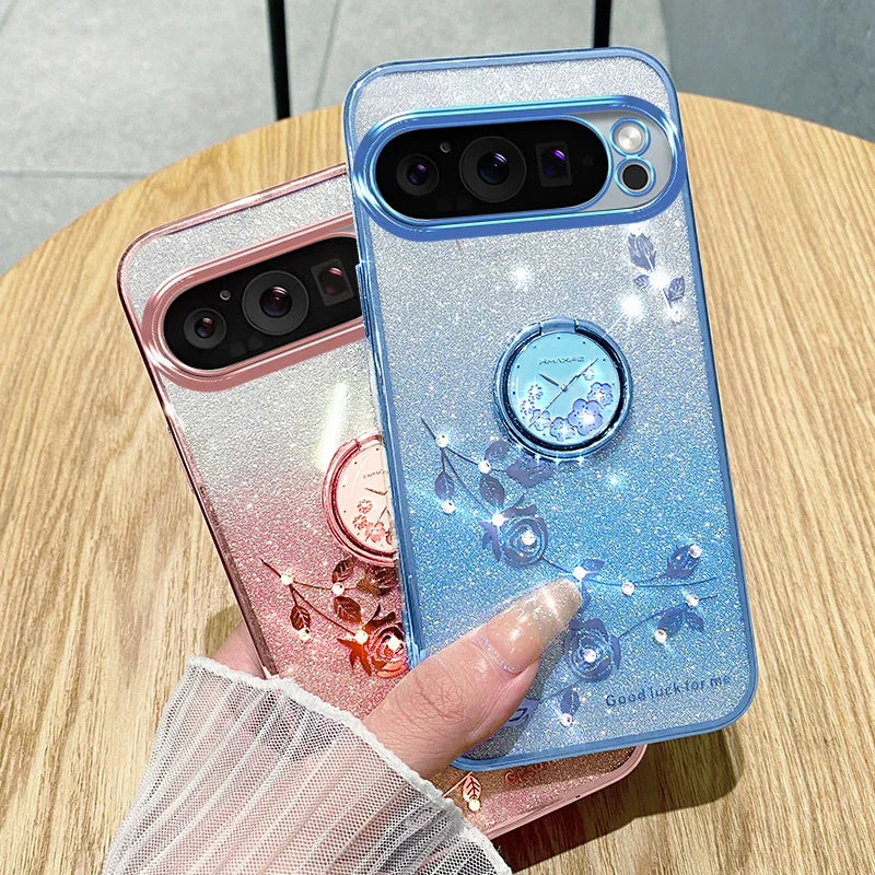 Luxury Diamond Ring Holder Case For Google Pixel 9 Series