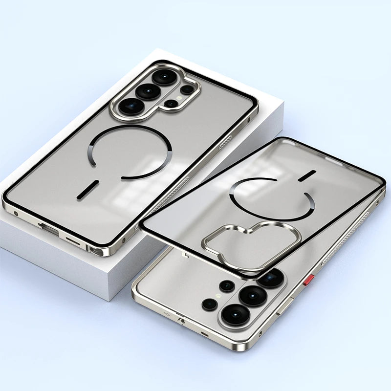 Samsung Galaxy S26 Ultra Metal Frame MagSafe Case – Clear Acrylic Cover