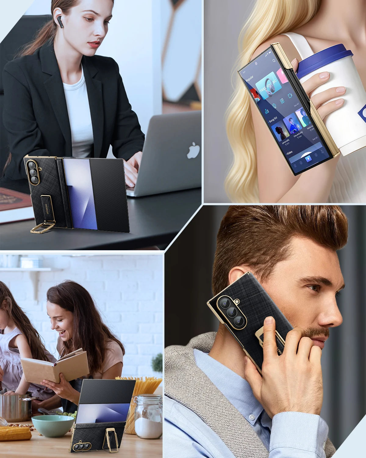Samsung Galaxy Z TriFold Leather Case with Rotating Stand – Slim Cover