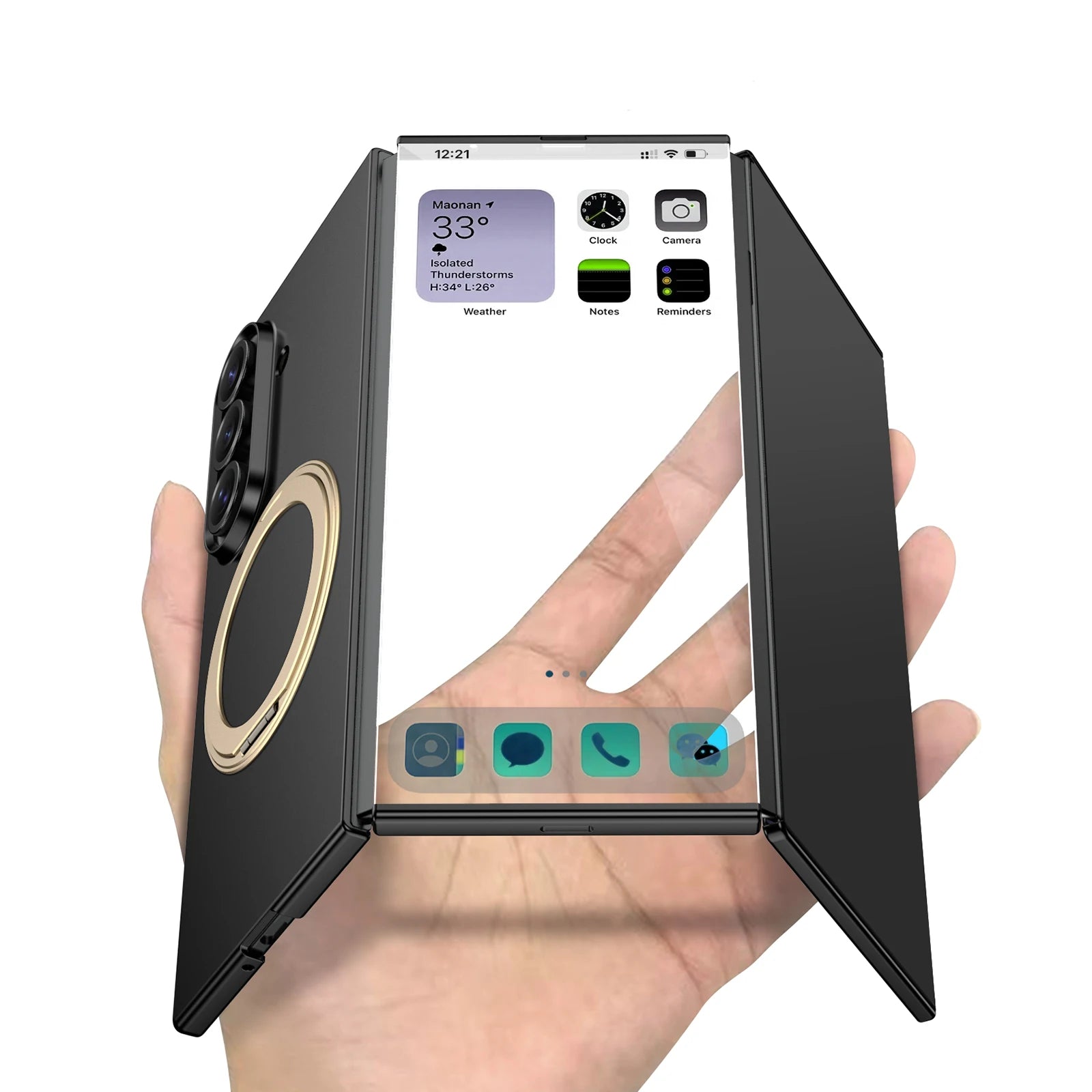 Samsung Galaxy Z TriFold Magnetic Ring Holder Case – Glass Cover