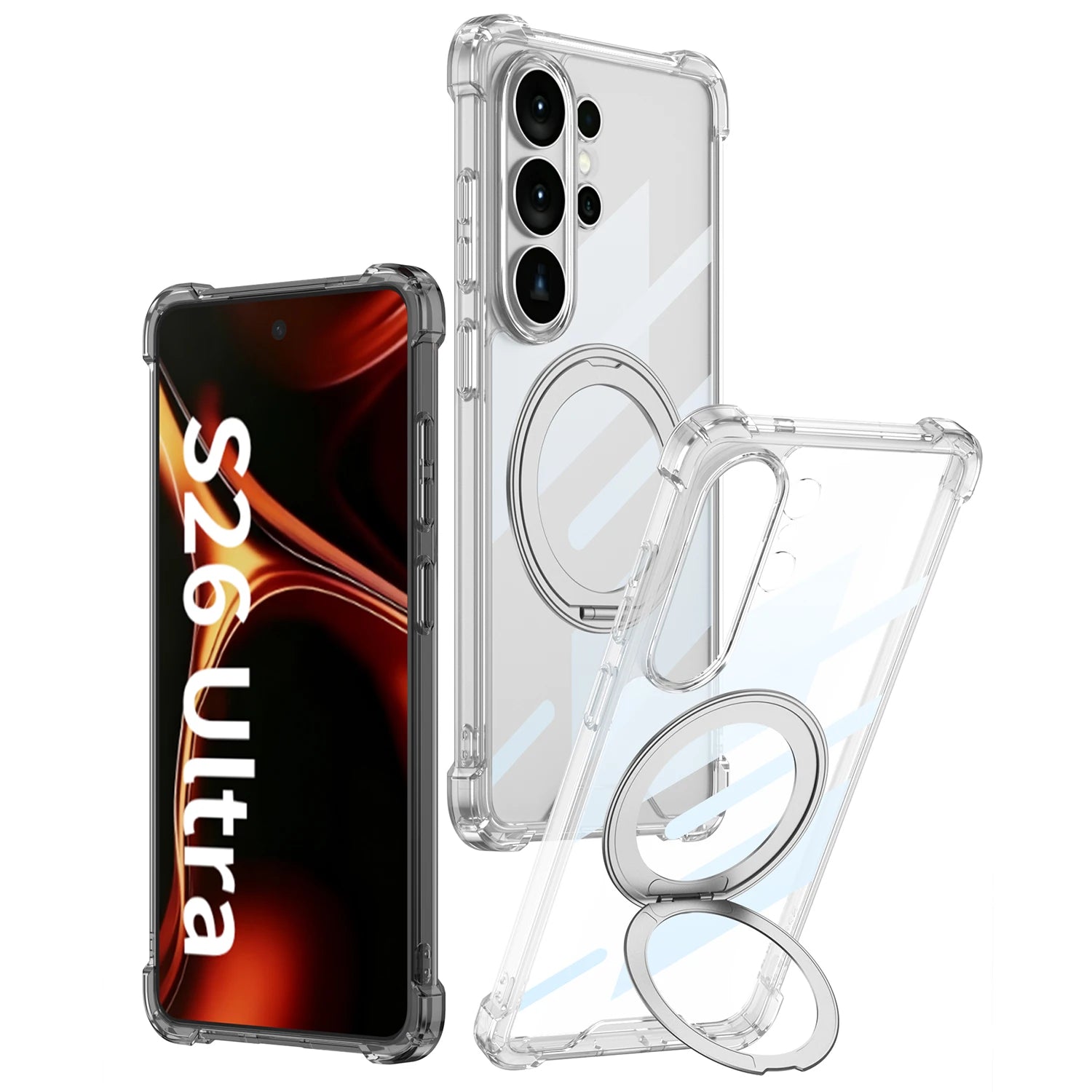Samsung Galaxy S26 Ultra MagSafe Clear Case – Rotating Stand Back Cover - Odin case