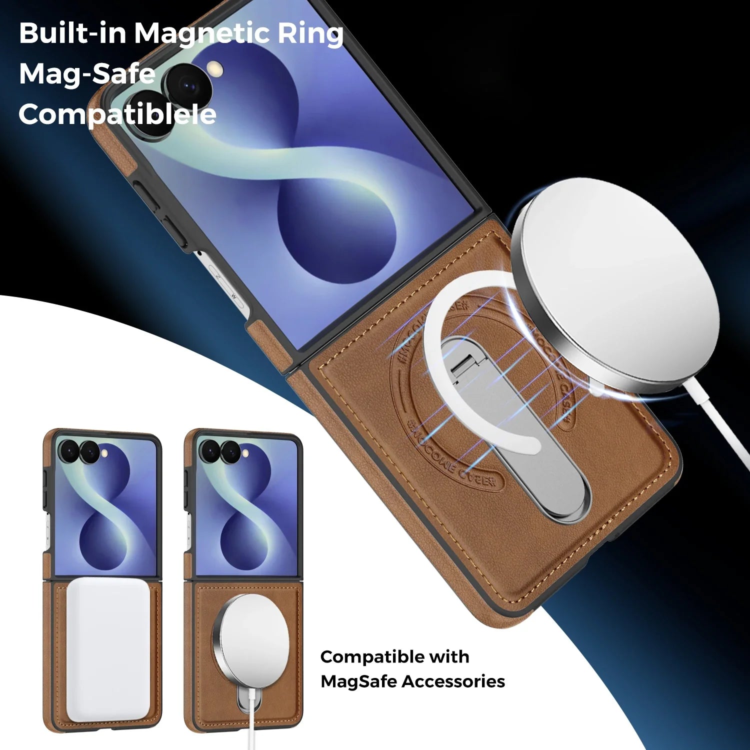 Samsung Galaxy Z Flip 8 MagSafe Leather Stand Case
