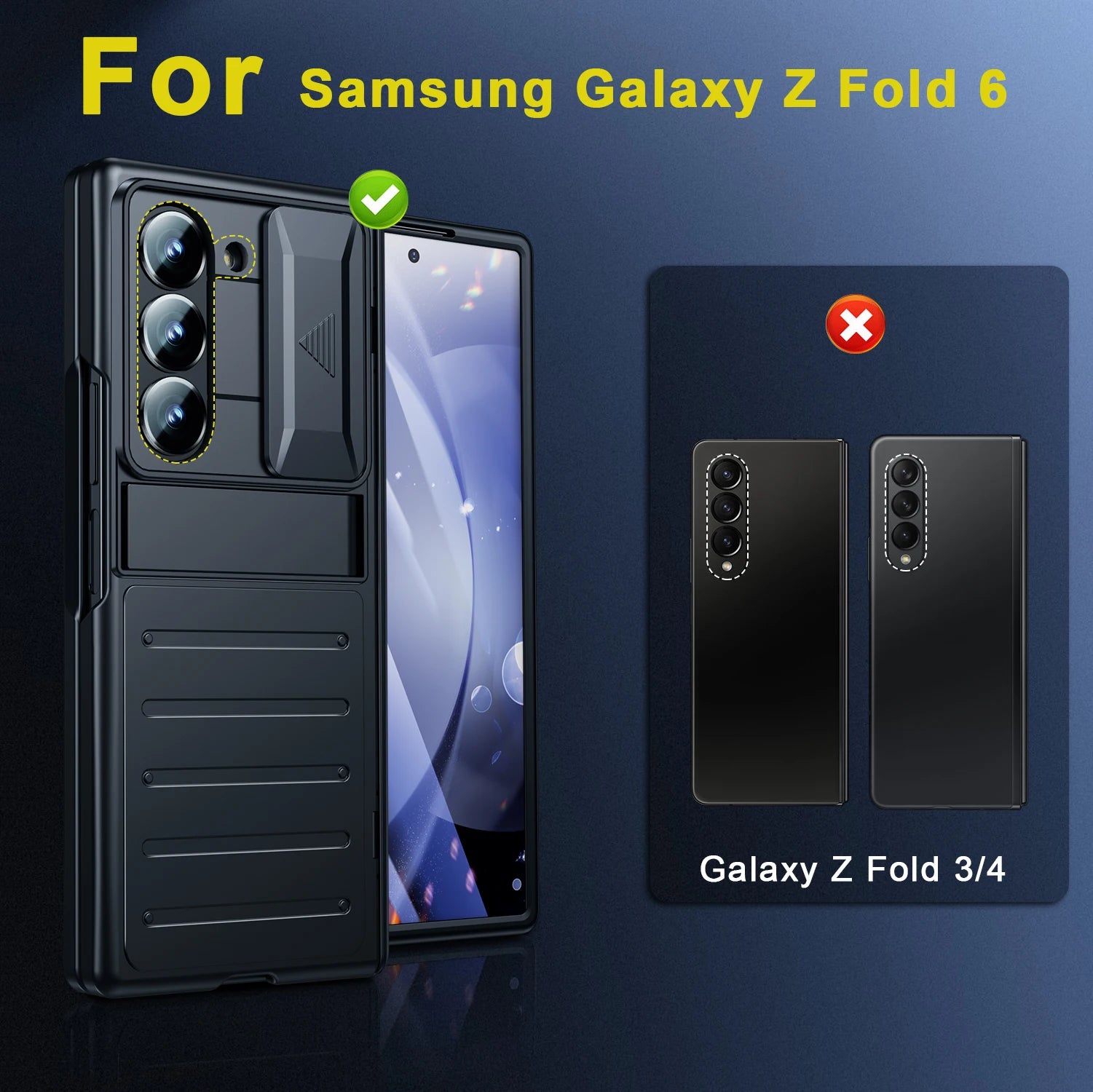 Samsung Z Fold 6 Slide Camera Case With Stand Slim Hinge Protection