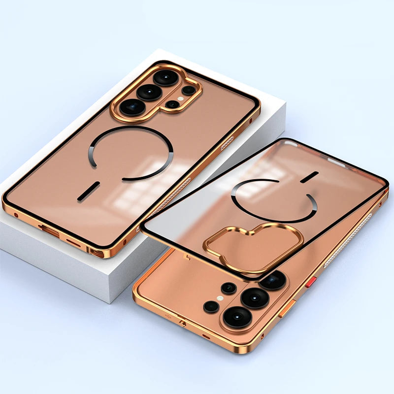 Samsung Galaxy S26 Ultra Metal Frame MagSafe Case – Clear Acrylic Cover