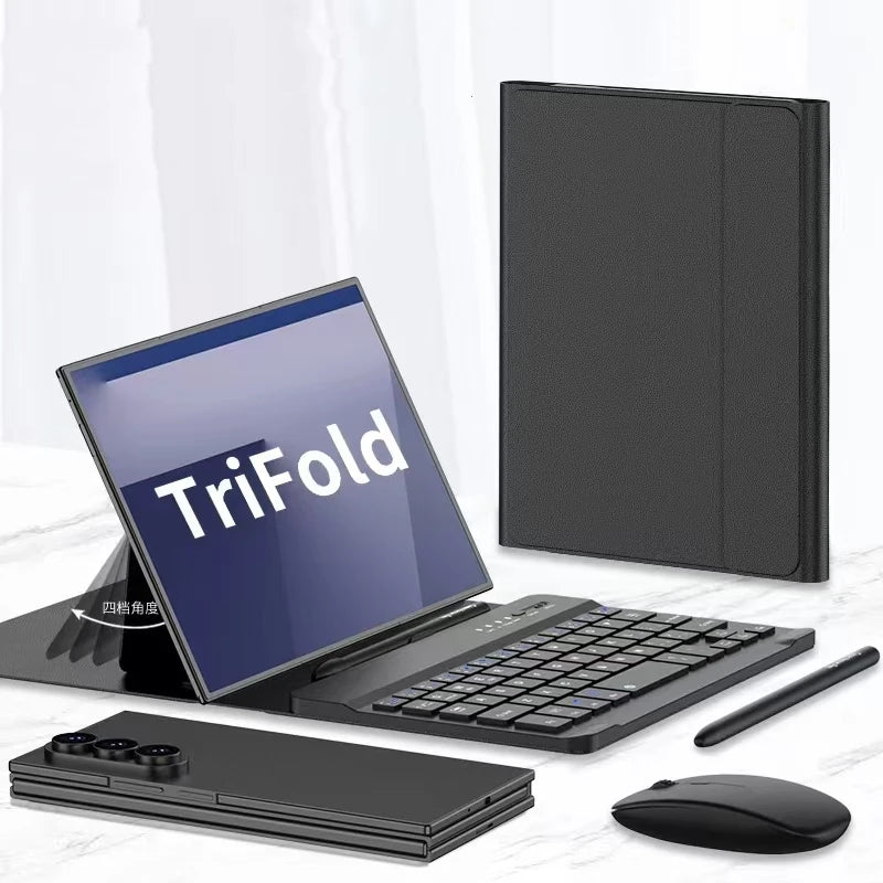 Samsung Galaxy Z TriFold Leather Magnetic Keyboard Case with Mouse