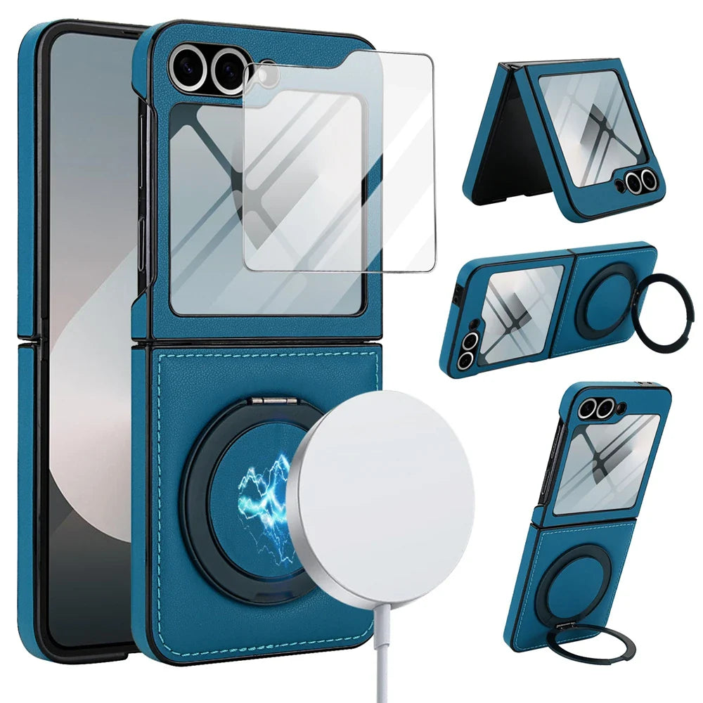 MagSafe Leather Ring Case with Screen Protector for Z Flip Series