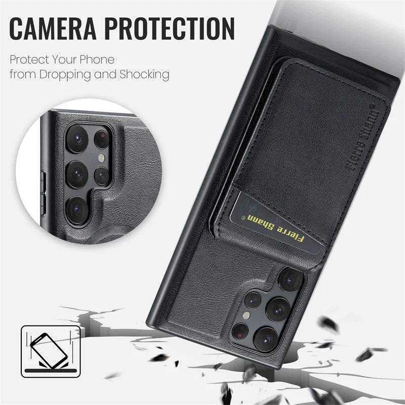 Samsung Galaxy S26 Ultra MagSafe Leather Flip Case – Wallet Cover - Odin case