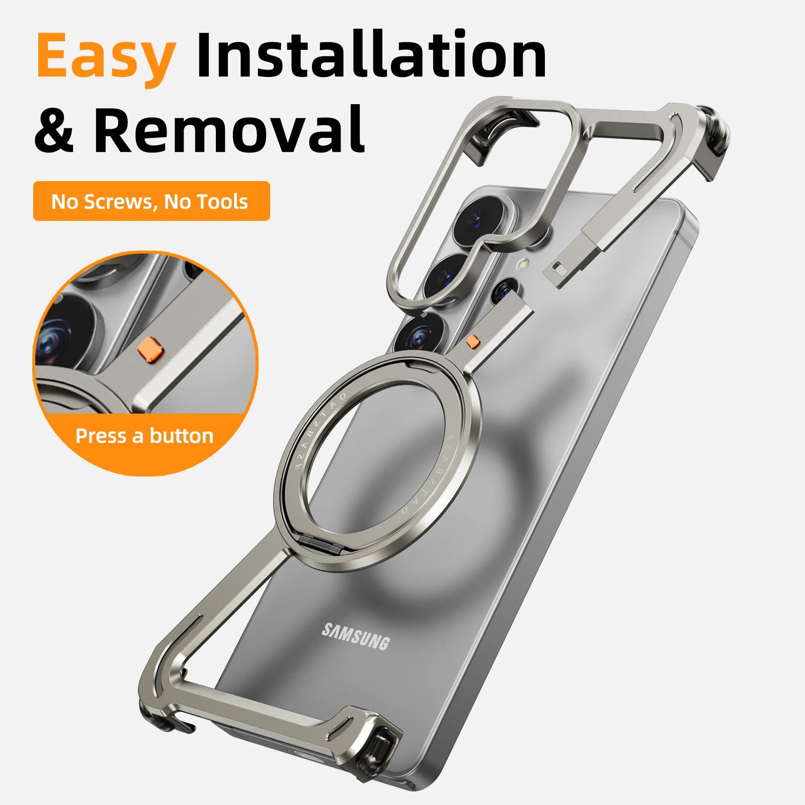 Samsung Galaxy S26 Ultra Metal MagSafe Bumper Case – 360° Rotating Stand