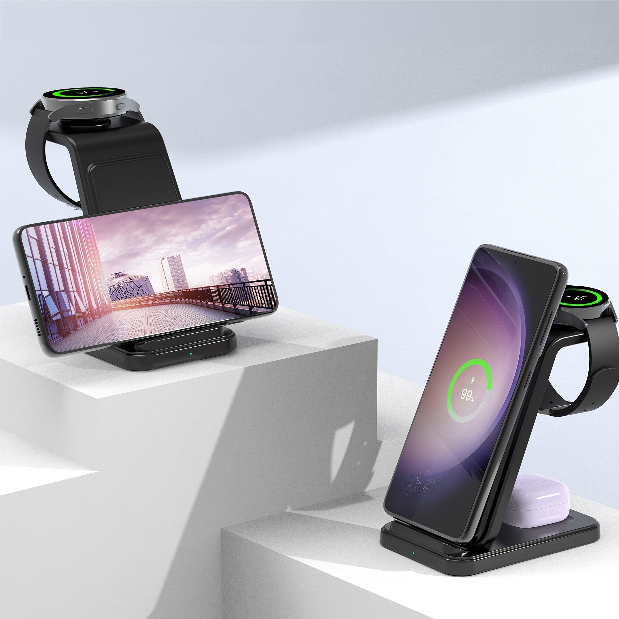 3-in-1 Fast Wireless Charging Station for Samsung Galaxy Devices and Galaxy Watches