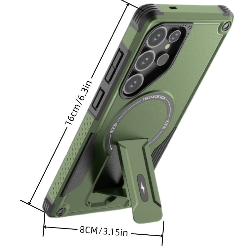 Samsung Galaxy S25 Magsafe Carbon Fiber Case with Built-In Stand