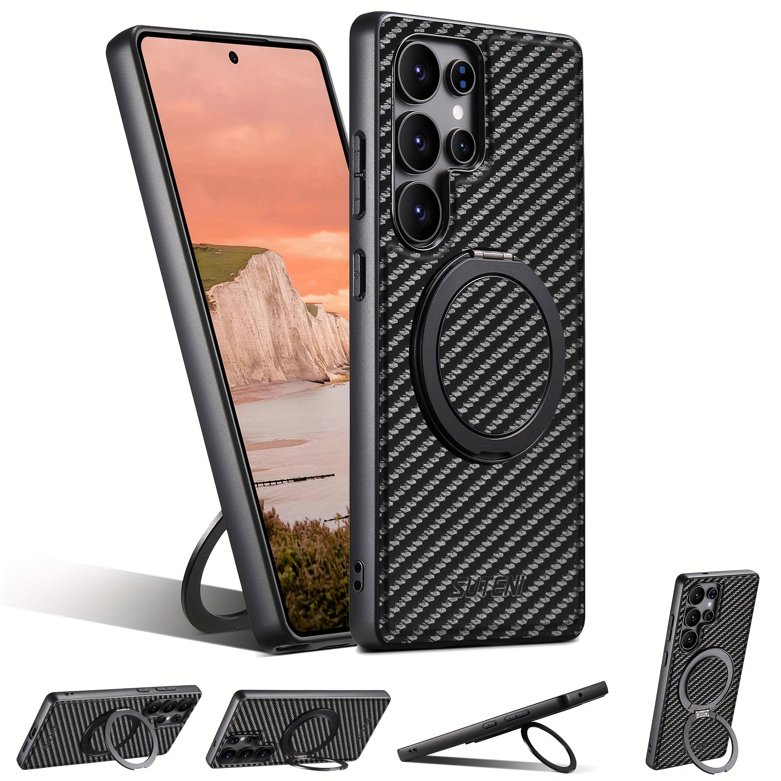 MagSafe-Ready Carbon Fiber Leather Case For Galaxy S Series