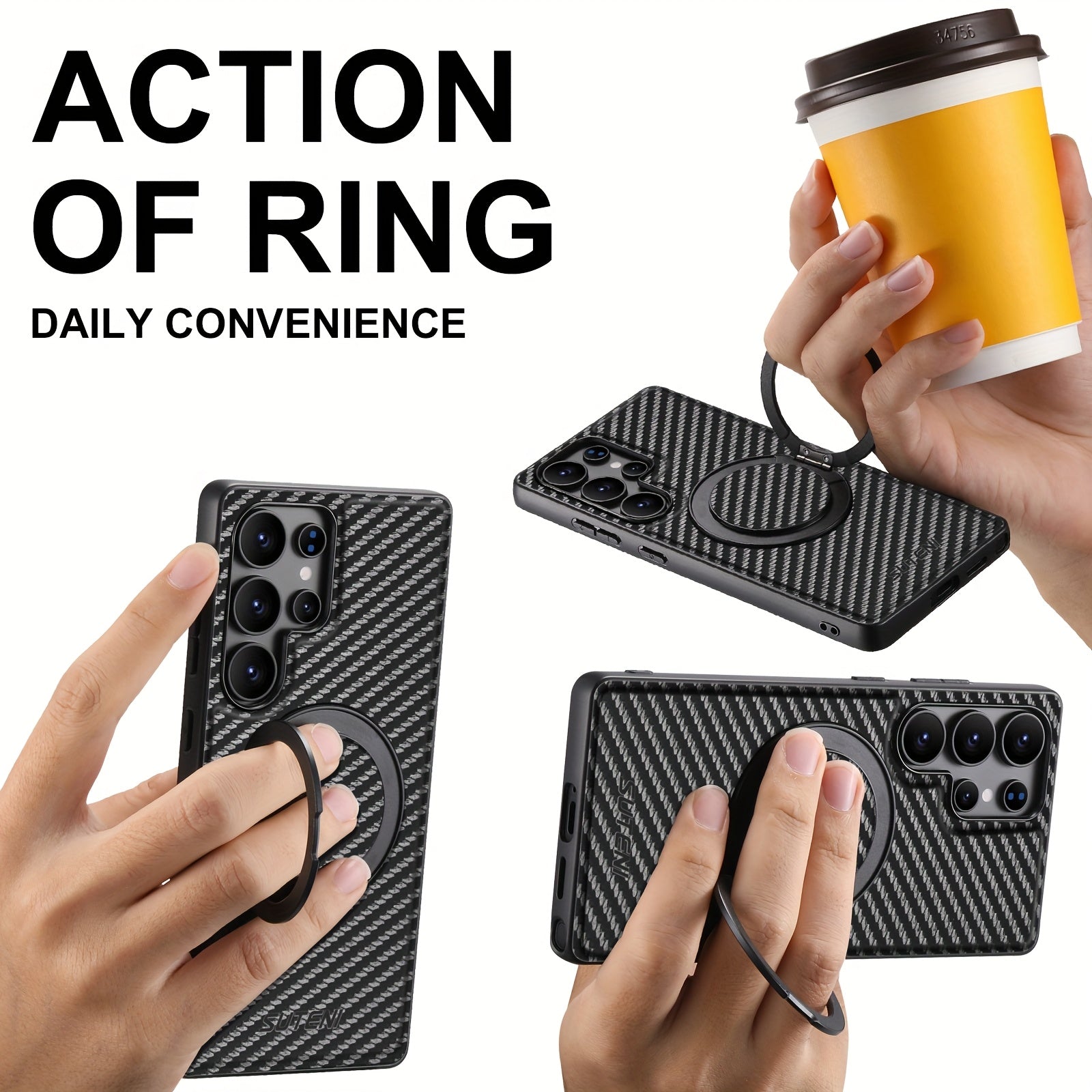 MagSafe-Ready Carbon Fiber Leather Case For Galaxy S Series