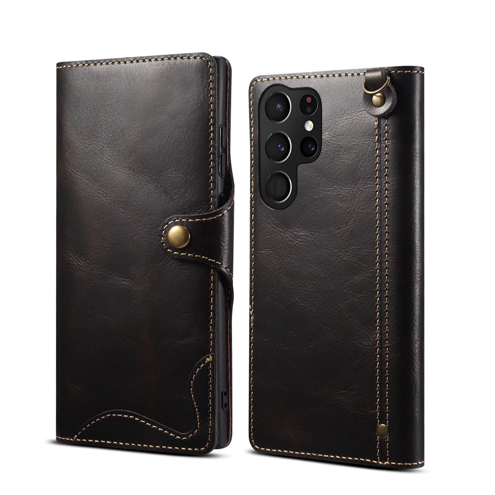 Denior Prestige – Oil-Wax Leather Wallet Case for Galaxy S Series