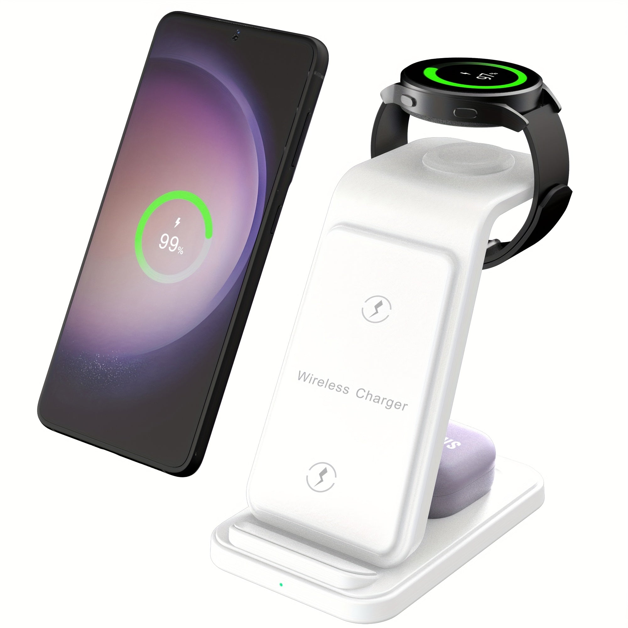 3-in-1 Fast Wireless Charging Station for Samsung Galaxy Devices and Galaxy Watches
