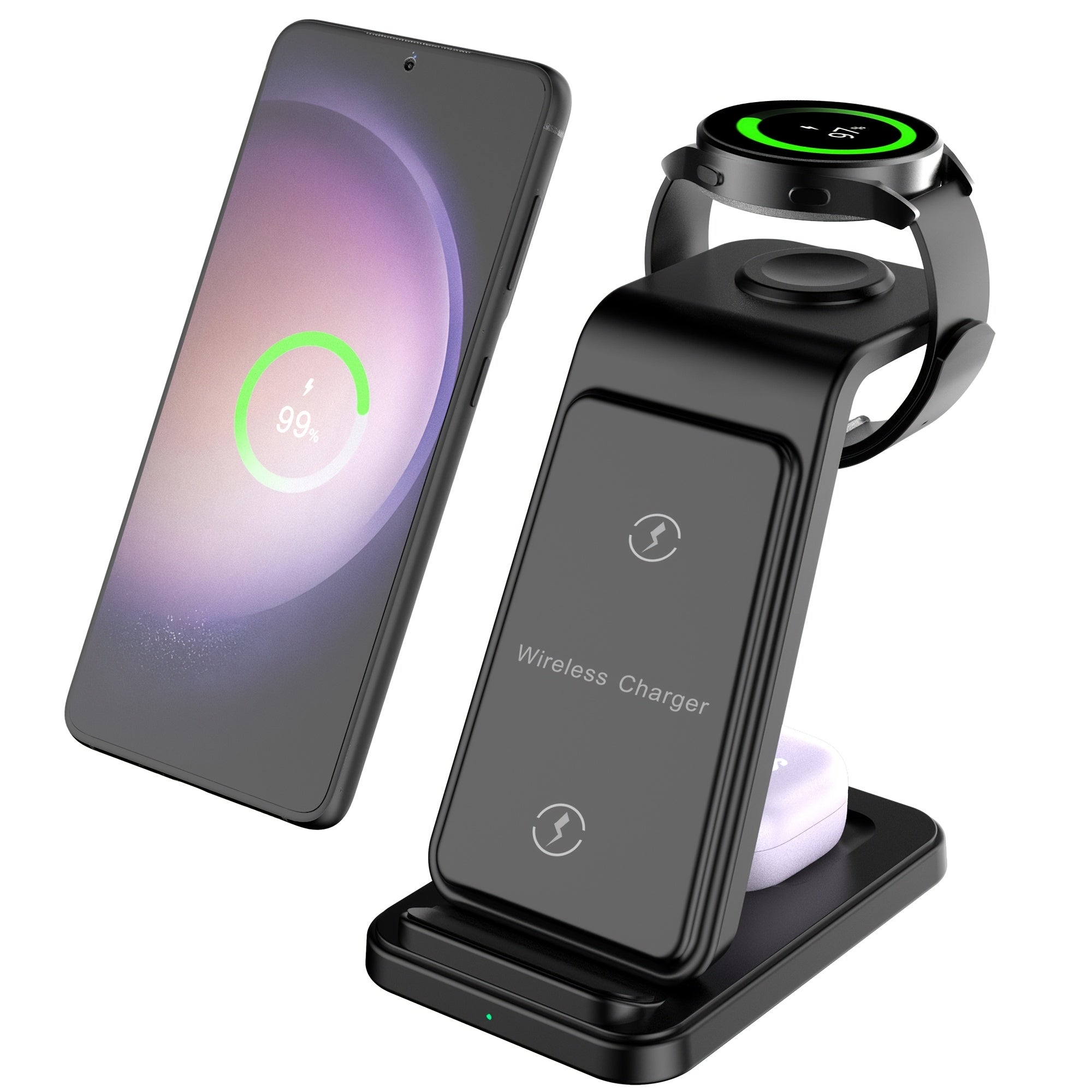 3-in-1 Fast Wireless Charging Station for Samsung Galaxy Devices and Galaxy Watches