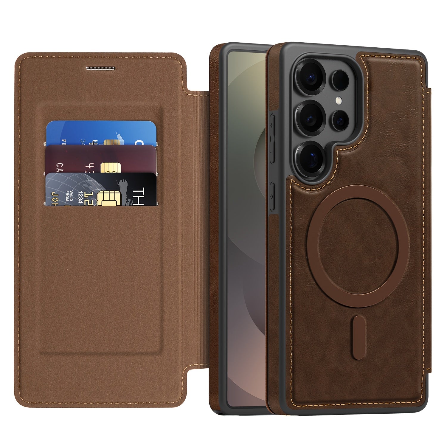 Magnetic Flip Card Holder Case for Galaxy S Series