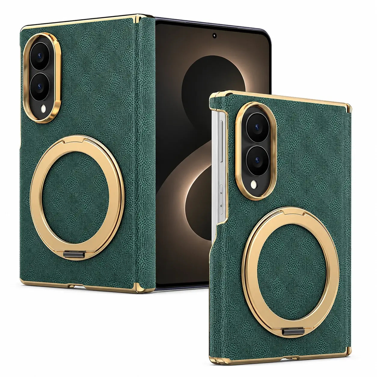 Samsung Galaxy Z Fold 8 Luxury Leather Ring Stand Case