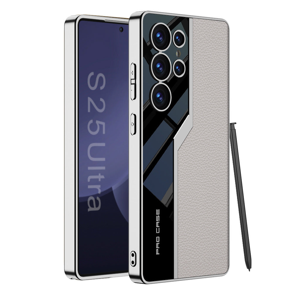Samsung Galaxy S Ultra Leather Case – Electroplated Matte Back Cover