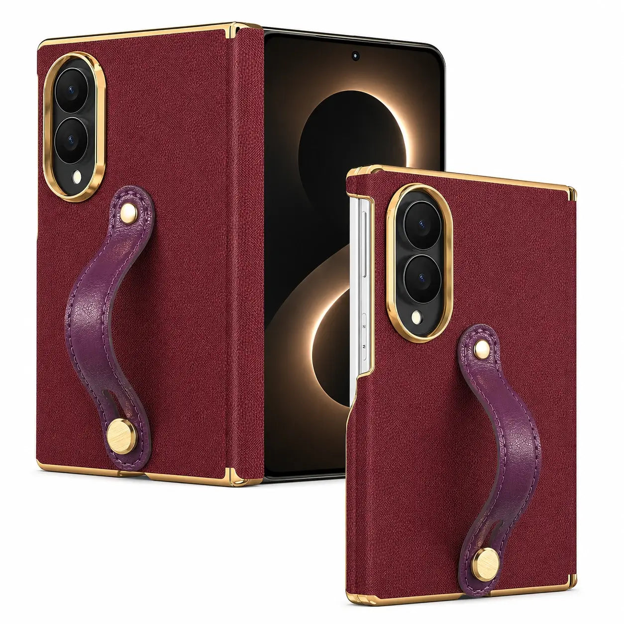 Samsung Galaxy Z Fold 8 Leather Wrist Strap Case