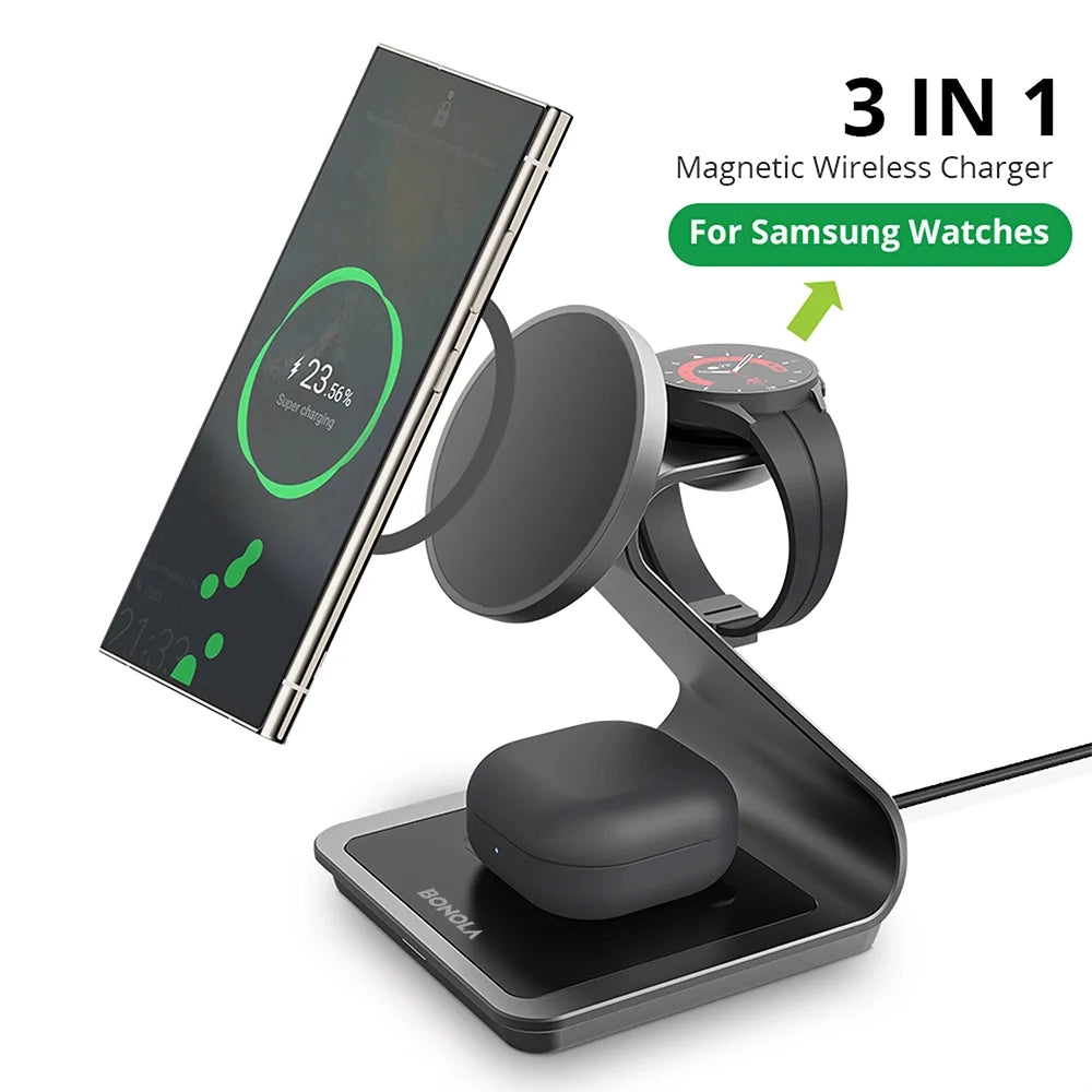 Samsung 3-in-1 Wireless Charger – Phone, Watch & Buds Fast Charging Stand