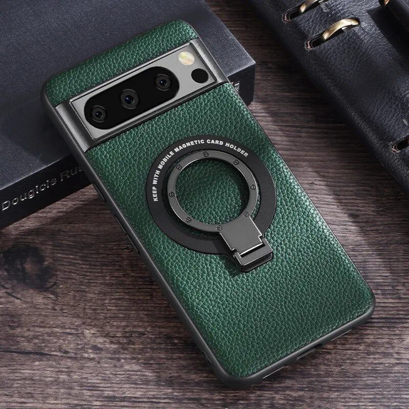 Magnetic Leather Case with Bracket for Google Pixel 8 Series - Odin case