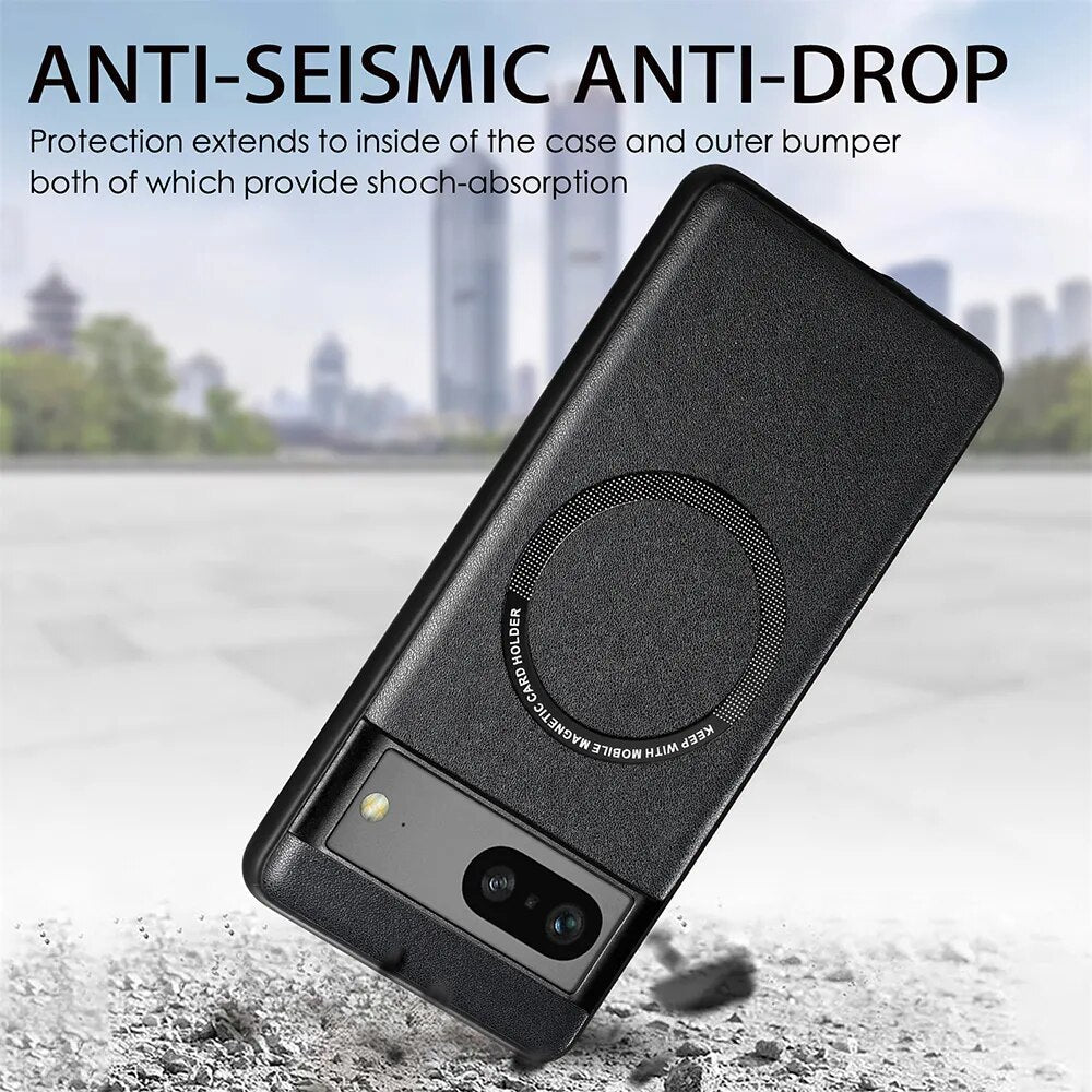Magnetic Leather Wireless Charging Case For Google Pixel 8 Series - Odin case