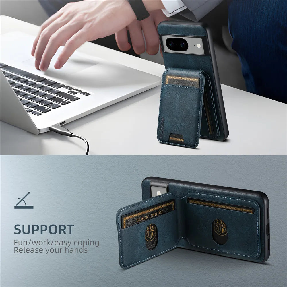 Leather Wallet Case with Card Holder for Google Pixel 8 Series - Odin case