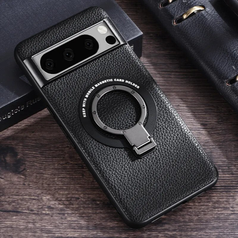 Magnetic Leather Case with Bracket for Google Pixel 8 Series - Odin case