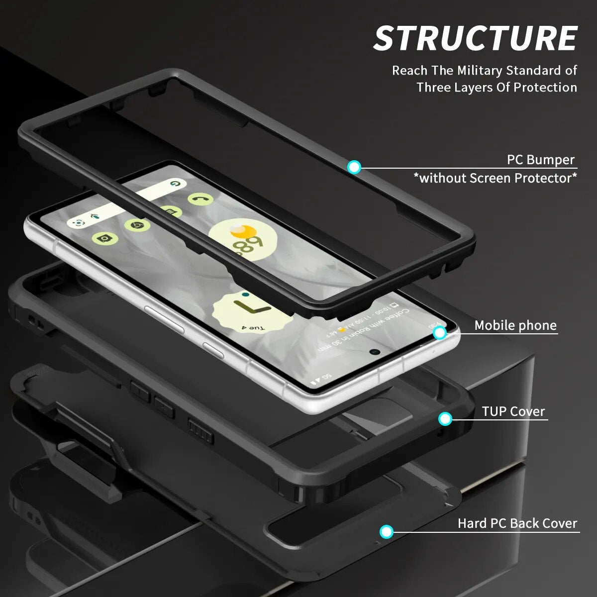 Armor Shockproof Case with Magnetic Ring Holder For Google Pixel 8 Series - Odin case