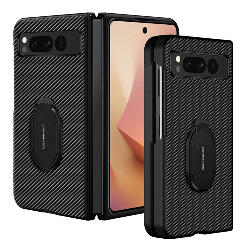 Shockproof Leather Ring Holder Case for Google Pixel Fold - Odin case
