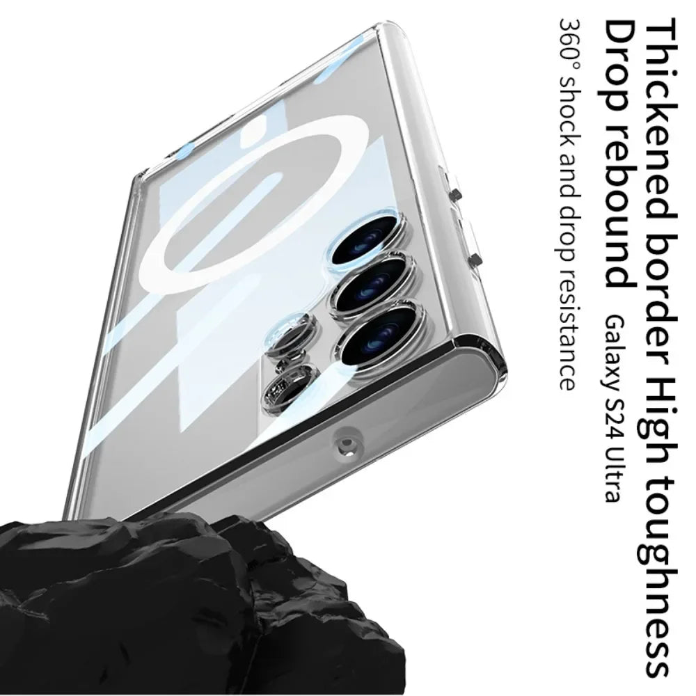 S24 Ultra Shockproof Transparent Magnetic Case - Odin case