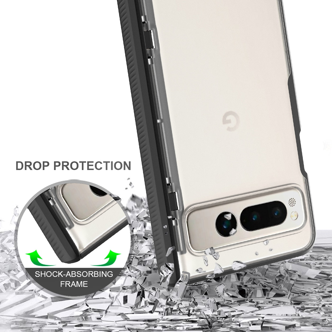 Google Pixel Fold Clear Case With Screen Fold Shell - Odin case