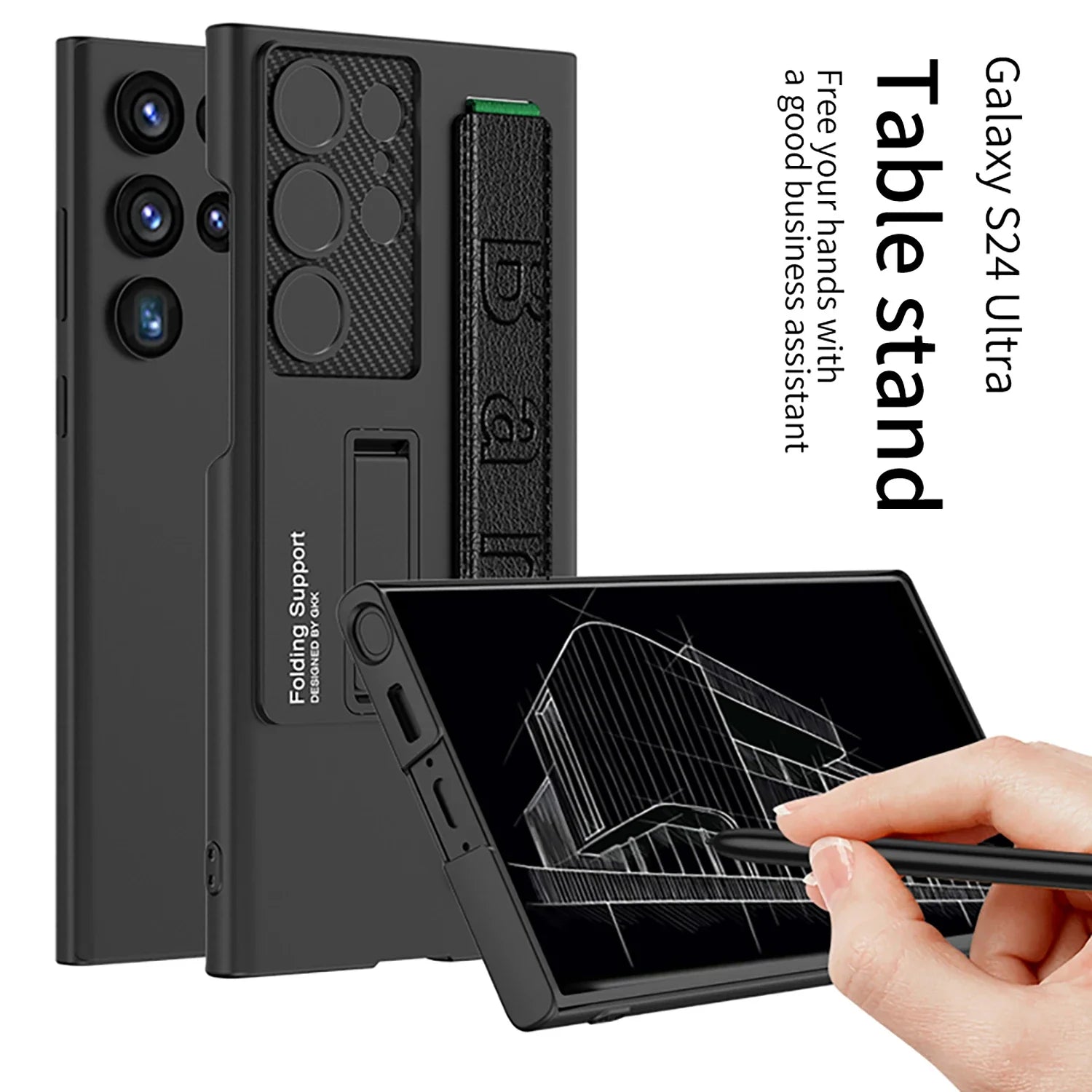 Shockproof S24 Ultra Case with Bracket & Wrist Strap - Odin case