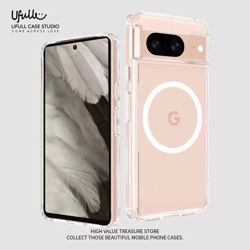 Transparent Magnetic Wireless charging Case For Google Pixel 8 Series - Odin case