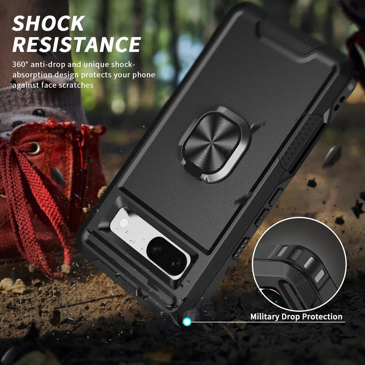 Armor Shockproof Case with Magnetic Ring Holder For Google Pixel 8 Series - Odin case