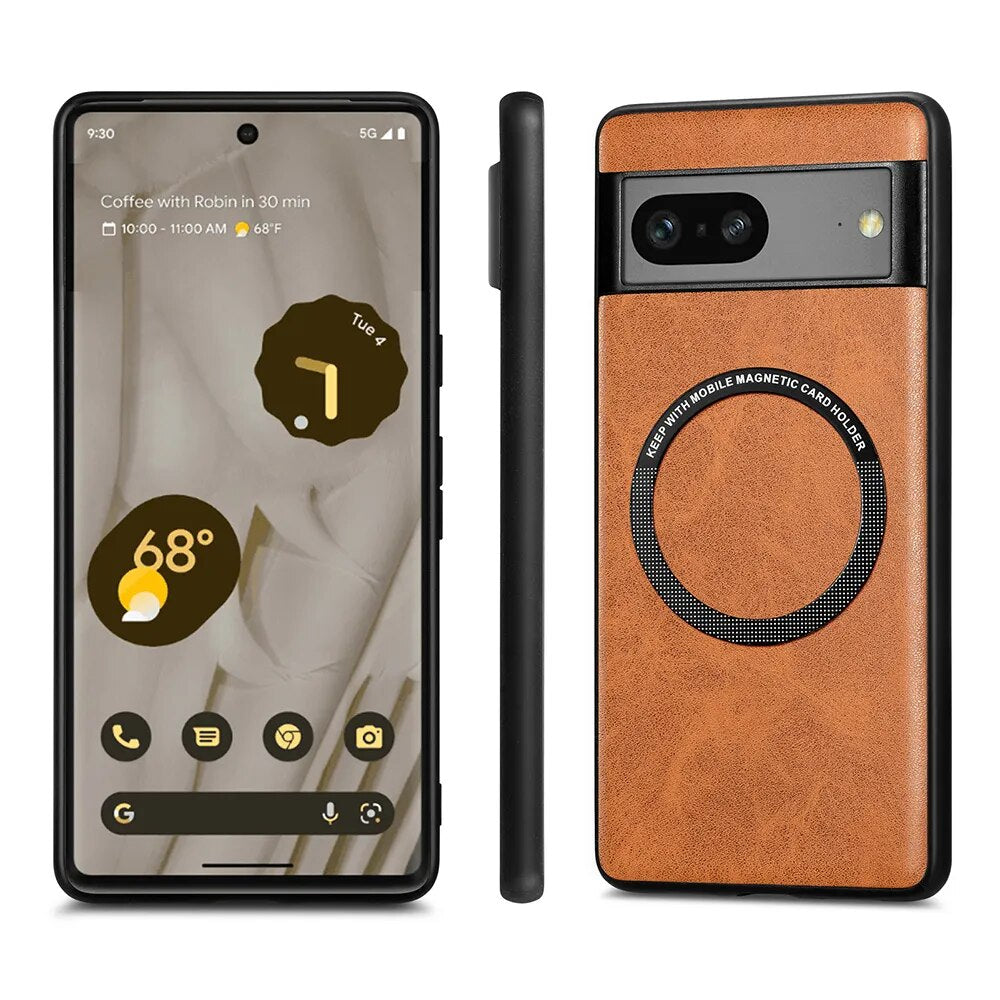 Magnetic Leather Wireless Charging Case For Google Pixel 8 Series - Odin case