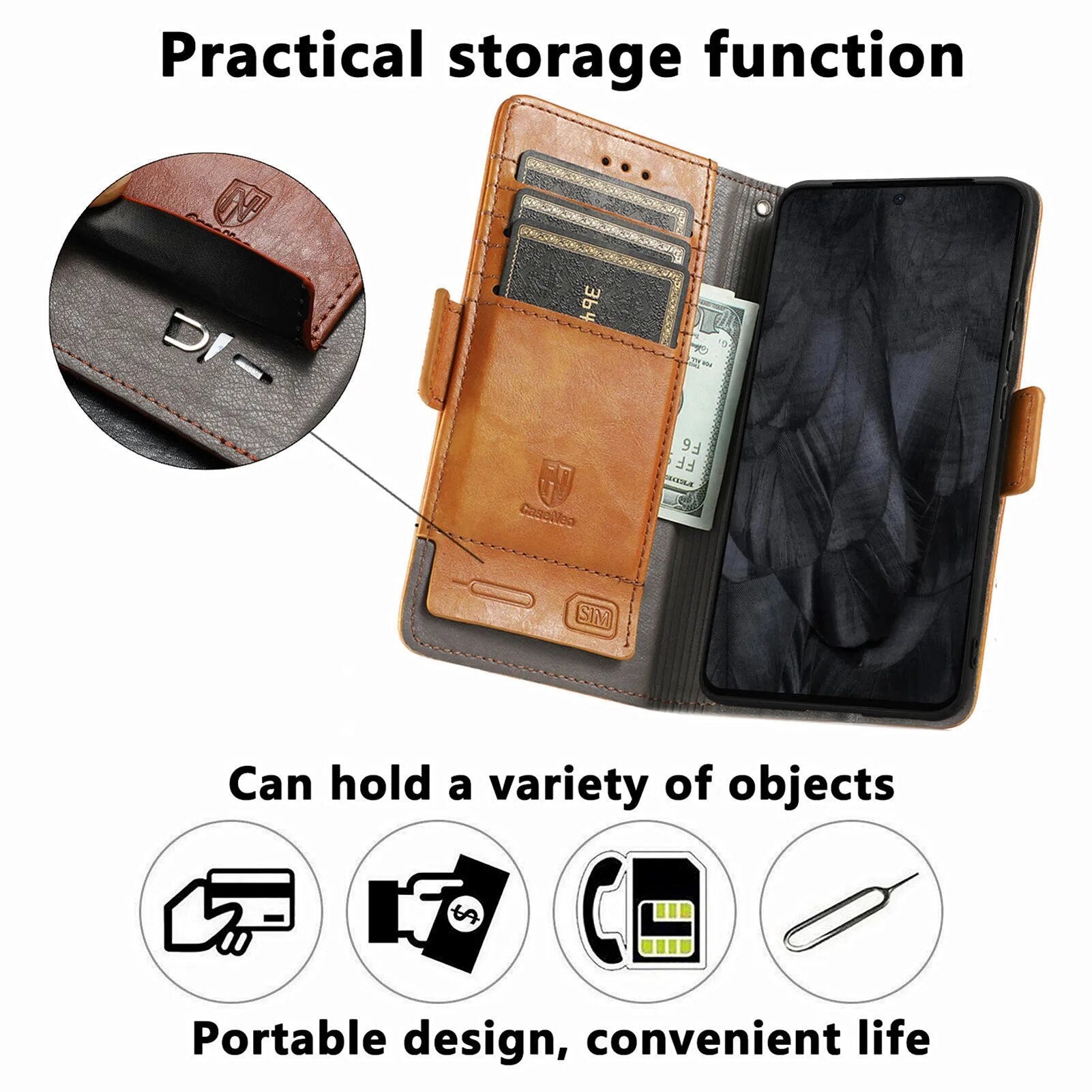 Premium Leather Case with Multifunction Wallet For Google Pixel 8 Series - Odin case