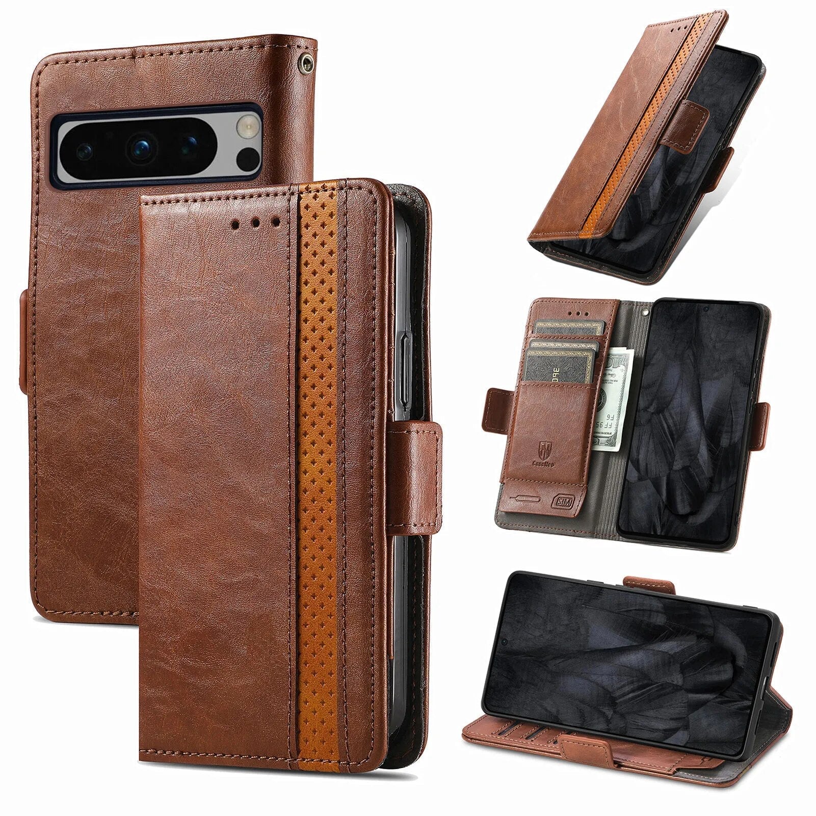 Premium Leather Case with Multifunction Wallet For Google Pixel 8 Series - Odin case