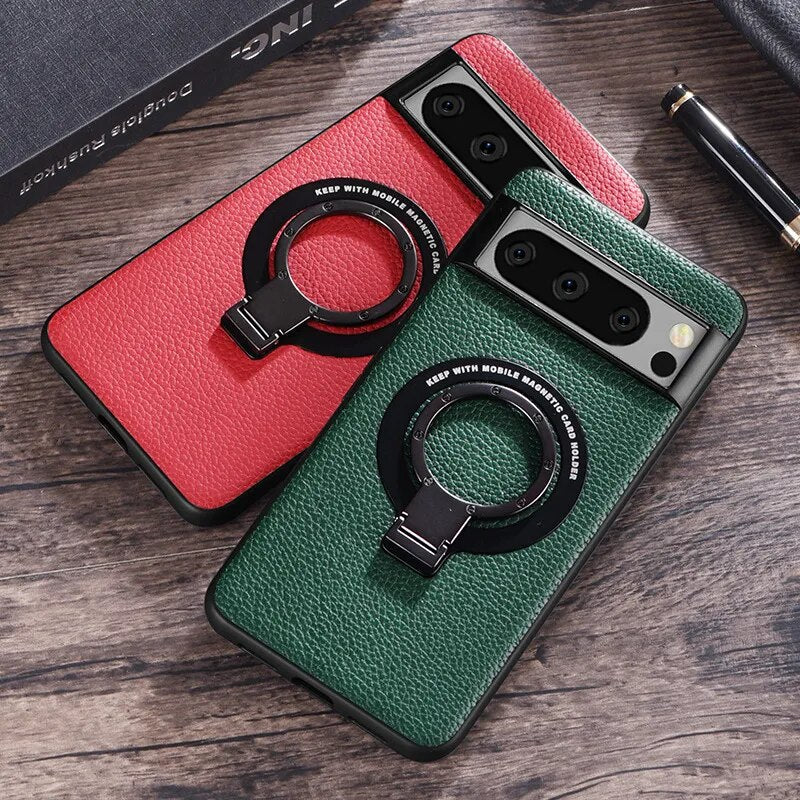 Magnetic Leather Case with Bracket for Google Pixel 8 Series - Odin case