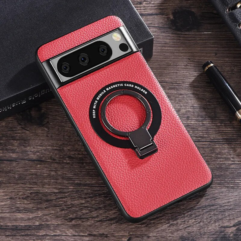 Magnetic Leather Case with Bracket for Google Pixel 8 Series - Odin case