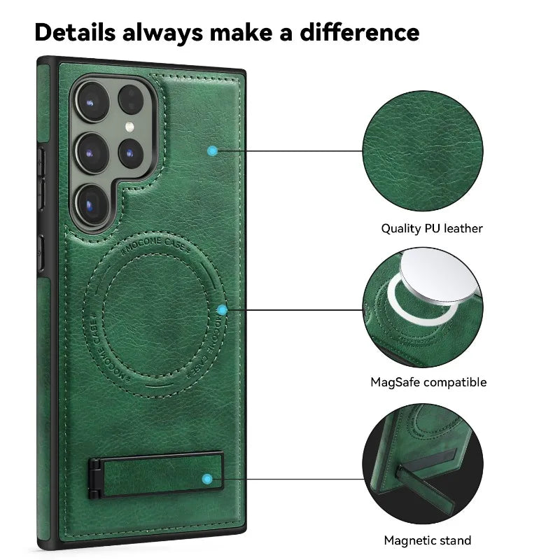 Samsung Galaxy S24 Case Leather Magnetic with Kickstand - Odin case