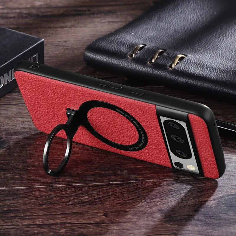 Magnetic Leather Case with Bracket for Google Pixel 8 Series - Odin case