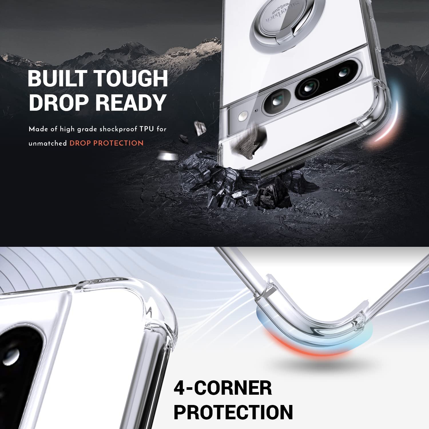 Ring Holder Shockproof Phone Case For Google Pixel 7 Pro - Odin case