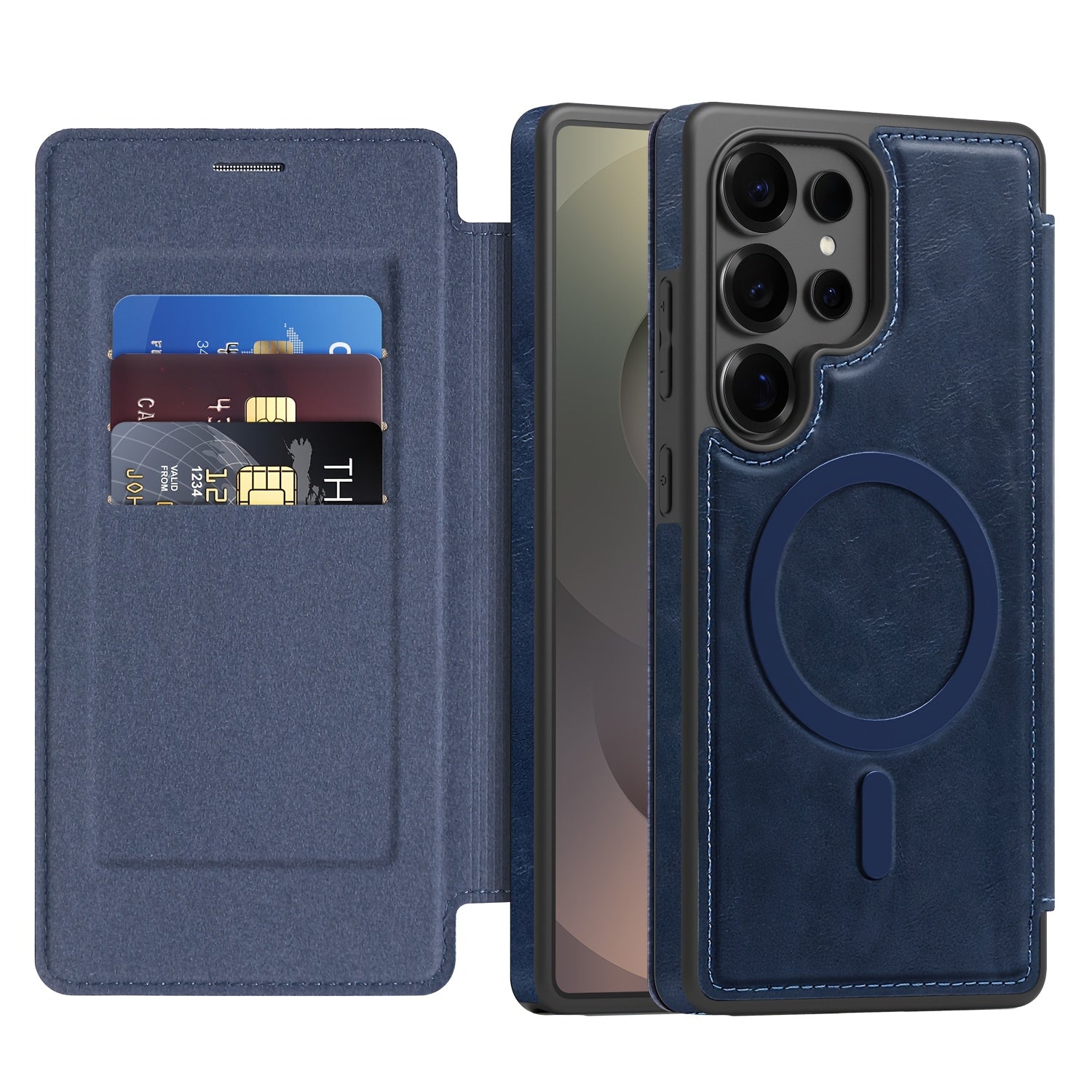 Magnetic Flip Card Holder Case for Galaxy S Series