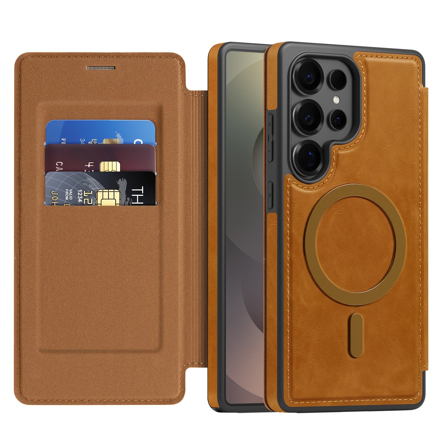 Magnetic Flip Card Holder Case for Galaxy S Series