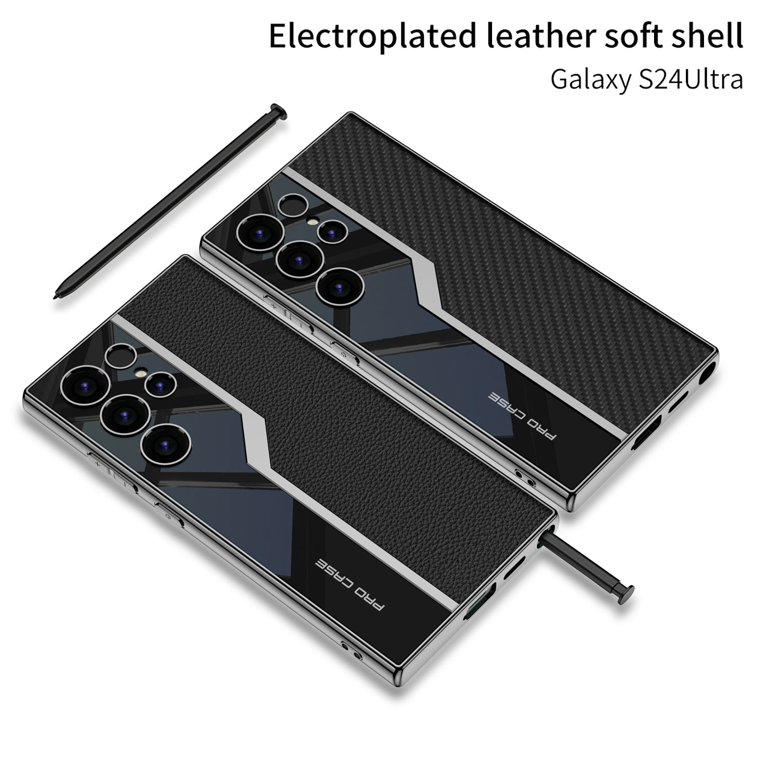 Samsung Galaxy S Ultra Leather Case – Electroplated Matte Back Cover